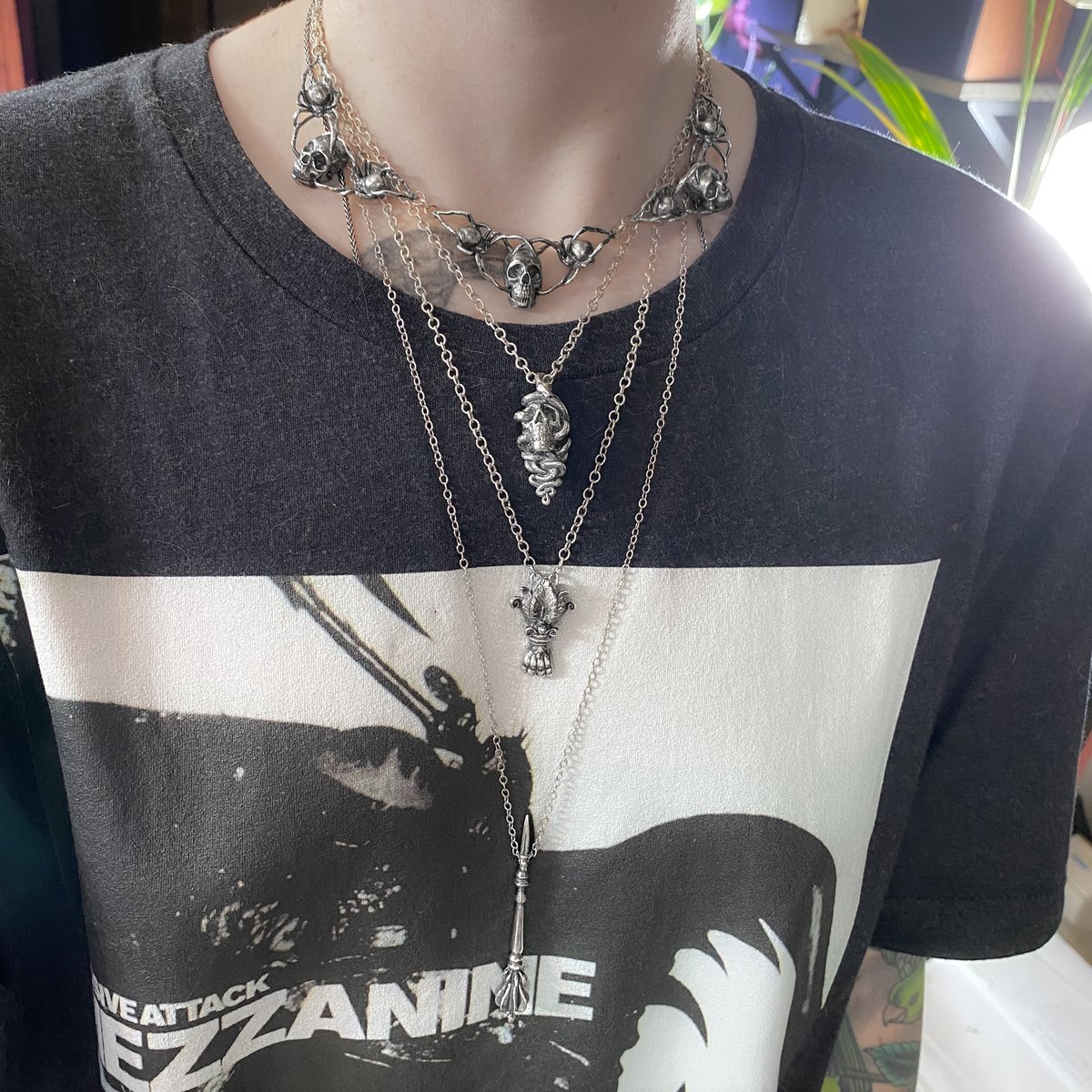 FINAL SALE: Skull + Snake necklace in sterling silver